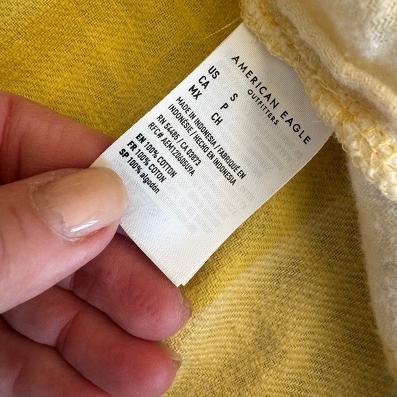 AMERICAN EAGLE 🦅 super soft yellow/white plaid unisex top💛🤍(womens sizing) 🤍💛 - Picture 7 of 8